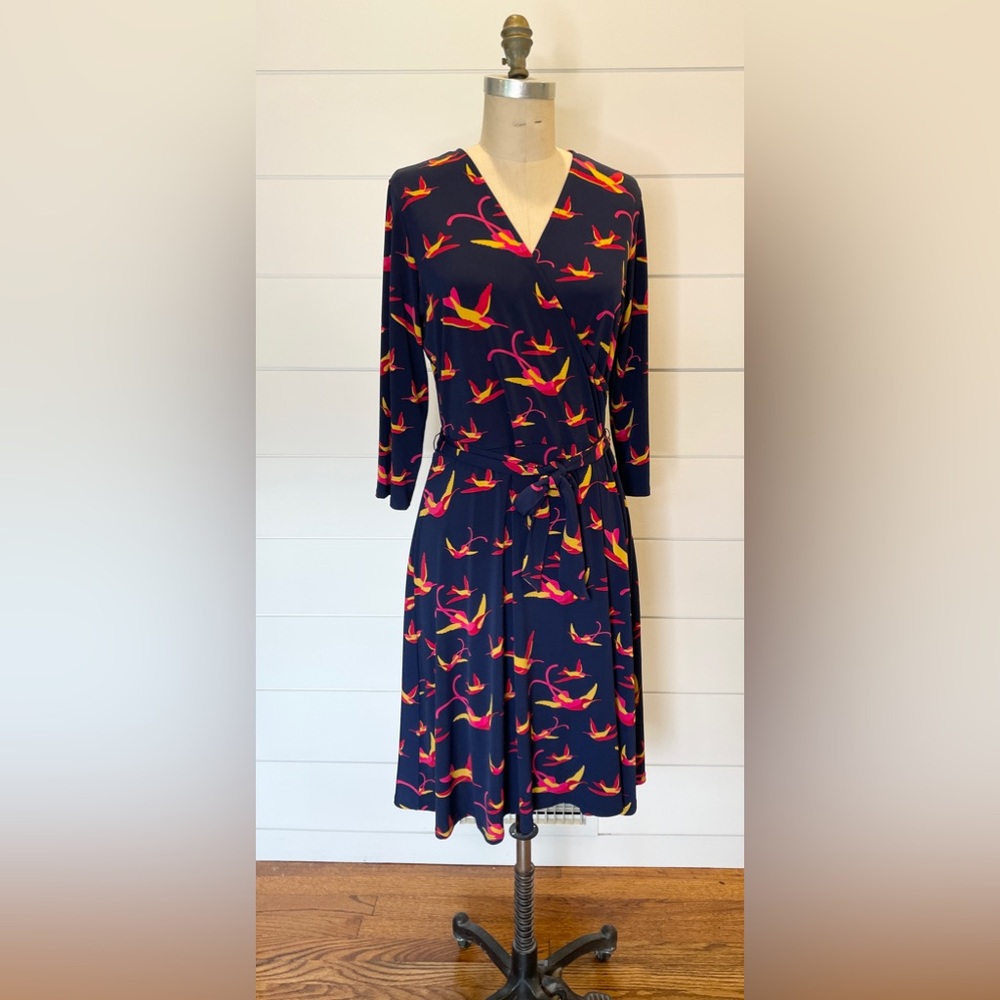 Leota Matte Jersey Dress in Bird Print